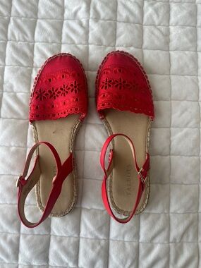 Talbots Red Espadrille Slingback Sandals